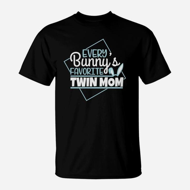 Cute Funny Easter Twin Mom Funny Mother Of Twins T-Shirt