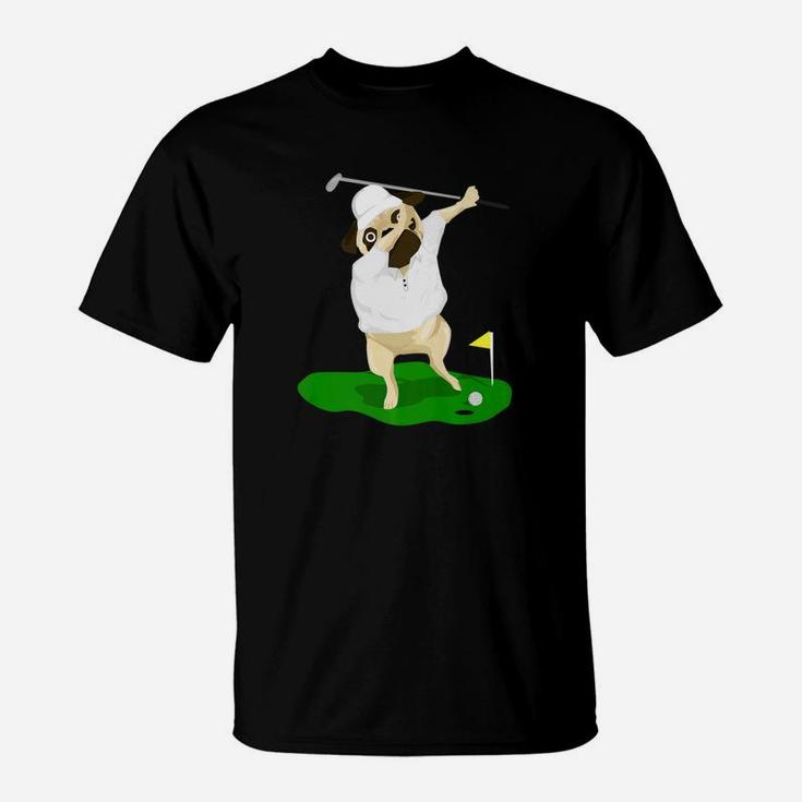 Dabbing Golfer Pug Funny Sports Golf Lover T-Shirt