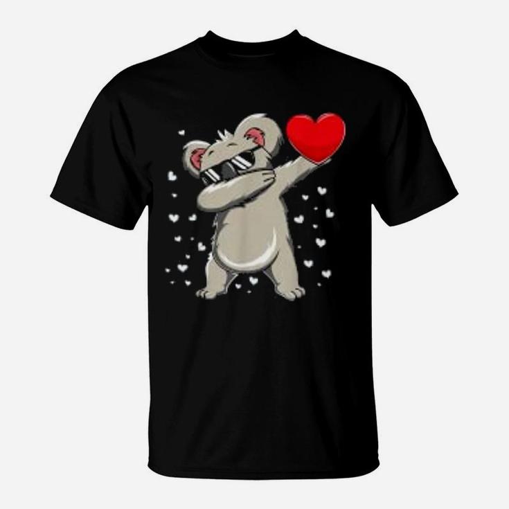 Dabbing Koala Bear Heart Valentines Day Funny Gift T-Shirt