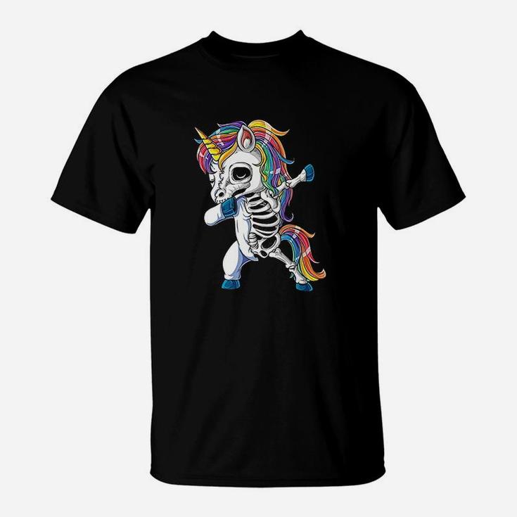 Dabbing Unicorn Skeleton Halloween Girls Dab Gifts T-Shirt