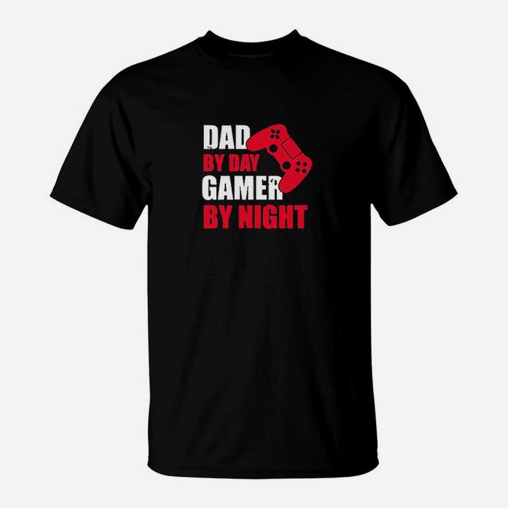 Dad By Day Gamer By Night Funny Gaming Dad Father Gift Fathers Day T-Shirt