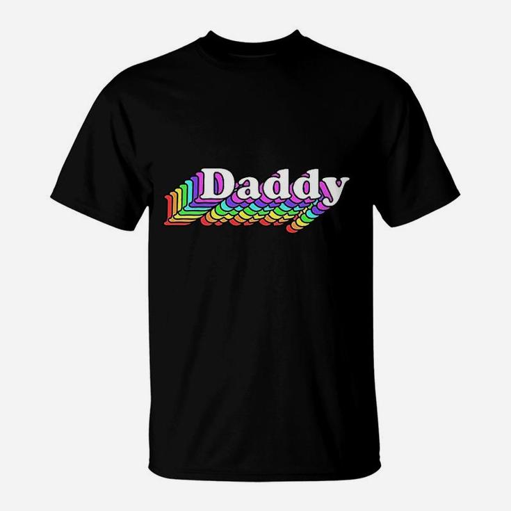 Daddy Gay Daddy Bear Retro Lgbt Rainbow Lgbtq Pride T-Shirt