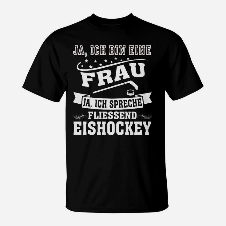 Damen Eishockey T-Shirt, Ja, ich spreche fließend Eishockey