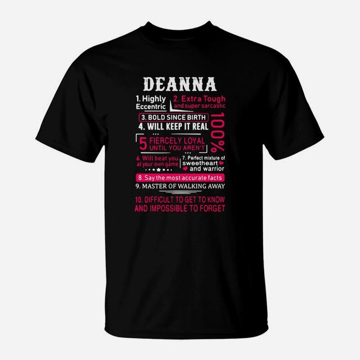 Deanna Highly Eccentric Extra Tough And Super Sarcastic Bold Since Birth T-Shirt