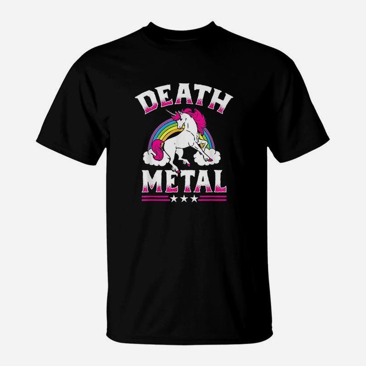 Death Metal Rainbow And Unicorn Heavy Rock Music Lover Gift T-Shirt