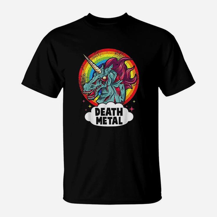 Death Metal Unicorn Rainbow Rocker Emo Zombie T-Shirt