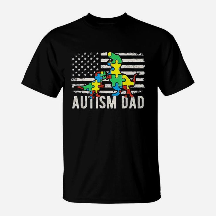 Dinosaur Dad T Rex American Flag Awareness Us T-Shirt