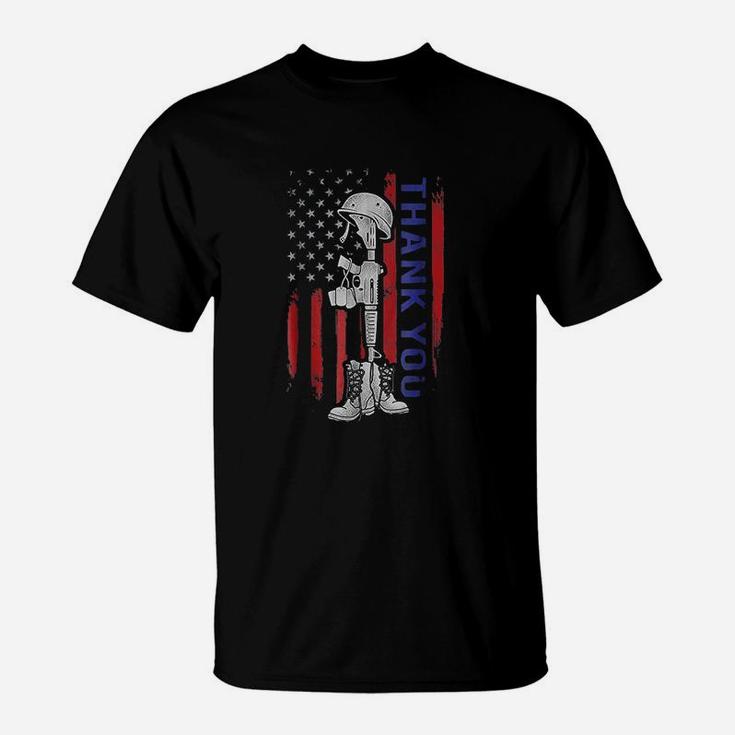 Distressed Memorial Day Flag Military Boots T-Shirt