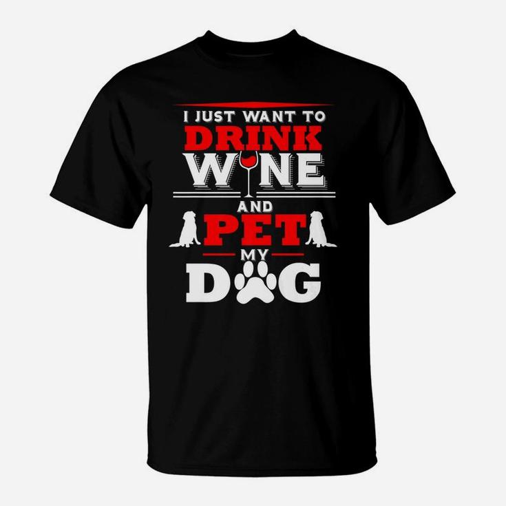 Dog Drink Wine Funny Rescue Bulldog Pug Dachshund T-Shirt
