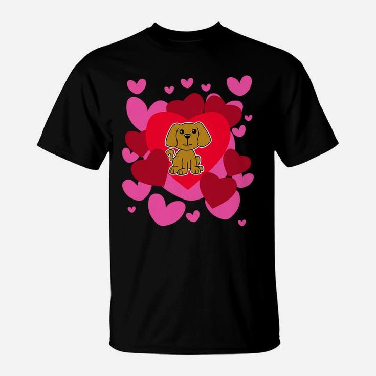Dog Love Puppy Valentines Day Romantic Hearts T-Shirt