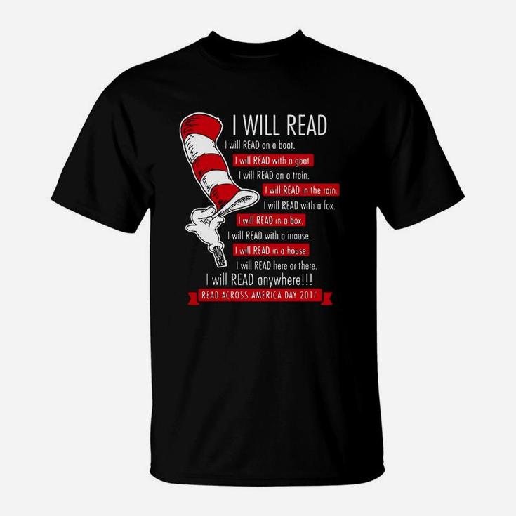 Dr Seuss I Will Read Anywhere Across America Shirt, Hoodie, Sweater, Longsleeve T-shirt T-Shirt