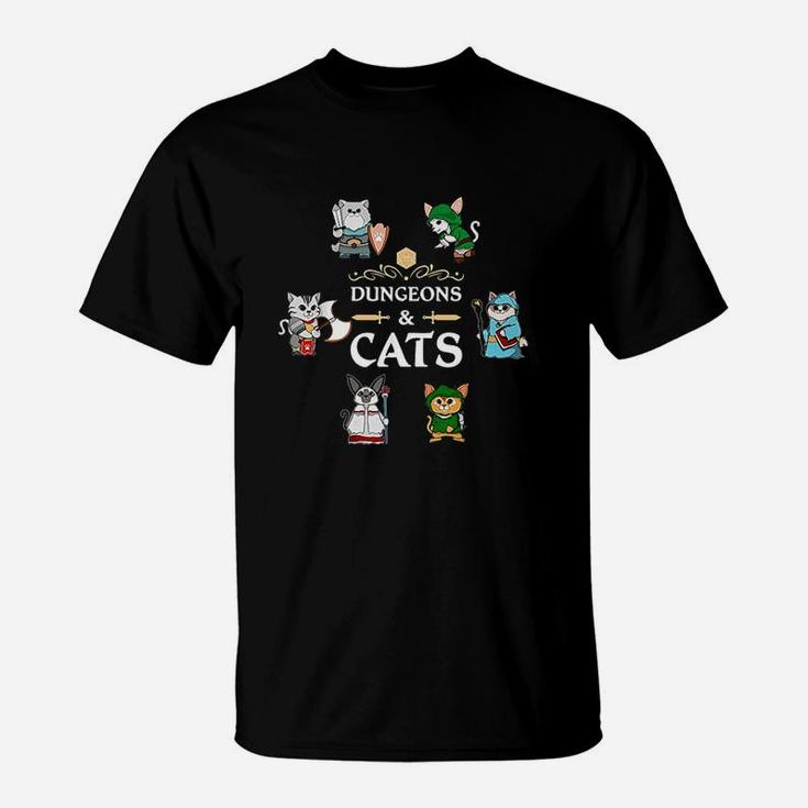 Dungeons And Cats Rpg D20 Fantasy Roleplaying Gamers T-Shirt