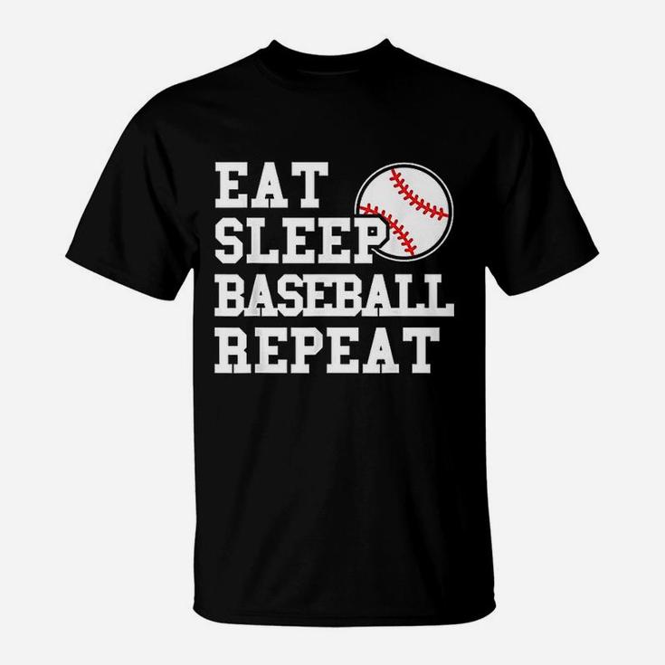 Eat Sleep Baseball Repeat Funny Baseball Player T-Shirt
