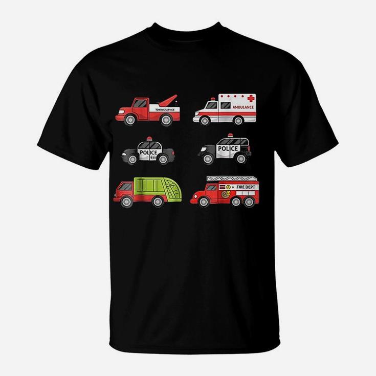 Emergency Vehicles Fire Truck Police Car Ambulance T-Shirt
