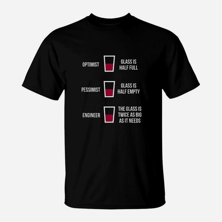 Engineer Glass Half Full Funny Engineering Joke TShirt Seseable