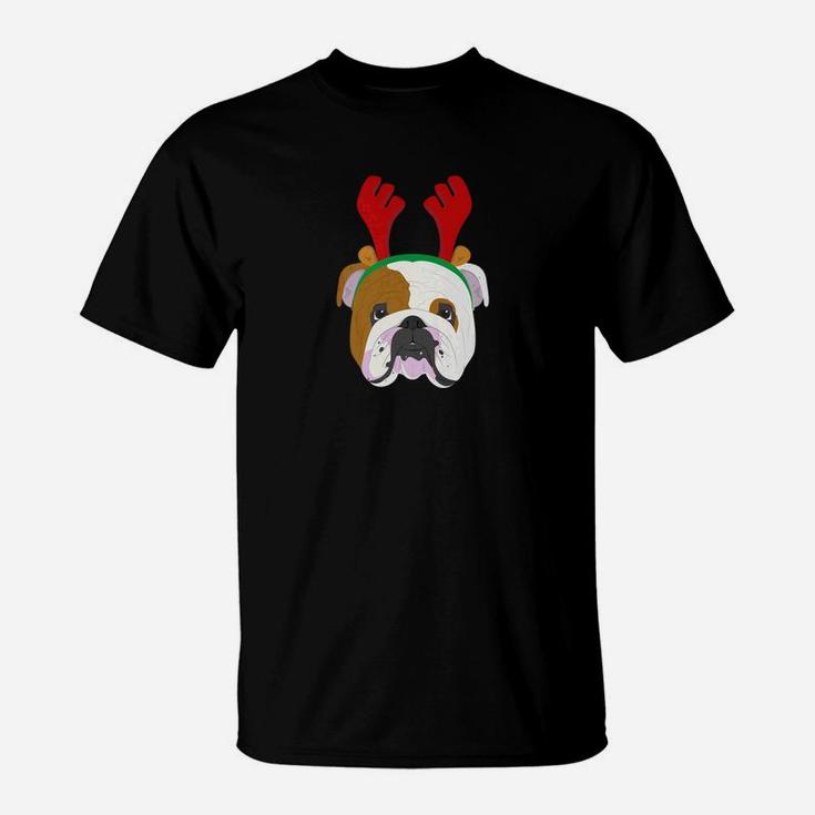 English Bulldog Reindeer Christmas Dog Lover Gifts T-Shirt