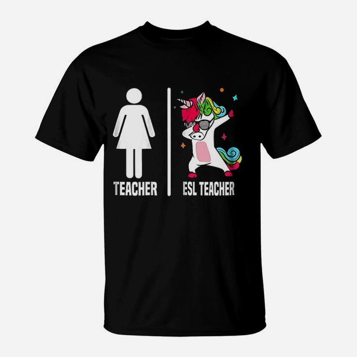 Esl Teacher Unicorn Dabbing Dab Dance T-Shirt