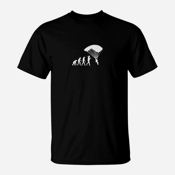 Evolution zum Fallschirmspringer T-Shirt, Schwarzes Tee für Adrenalinjunkies