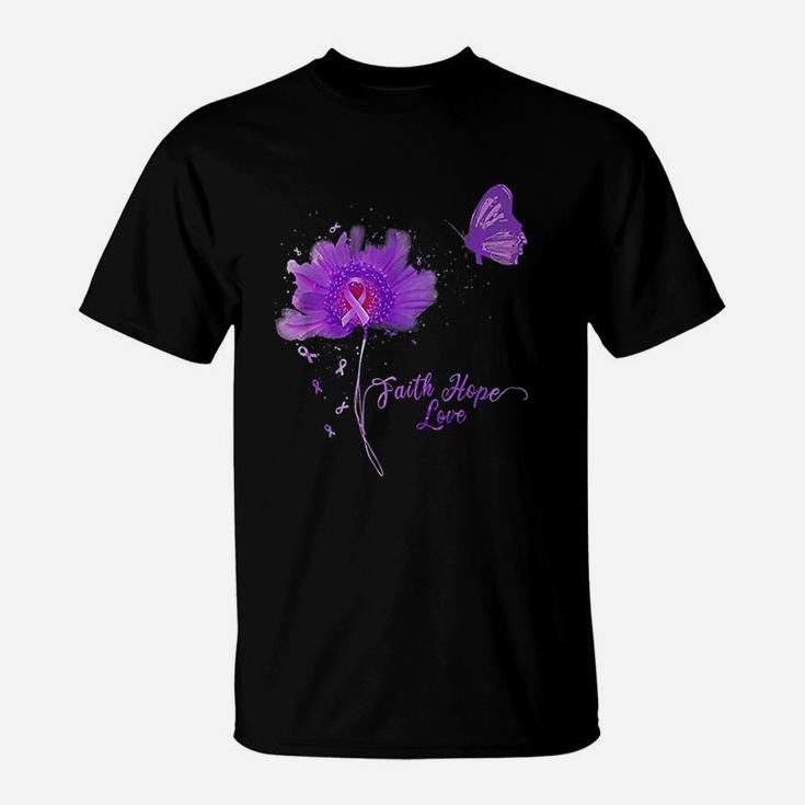 Faith Hope Love Butterfly Daisy Alzheimer's Awareness T-Shirt