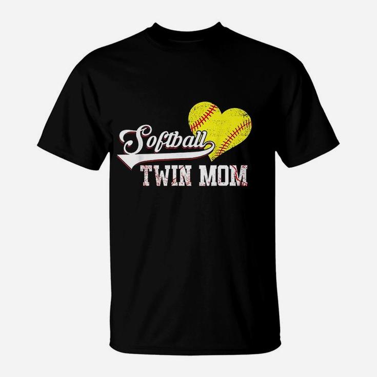 Family Softball Player Gifts Softball Twin Mom T-Shirt