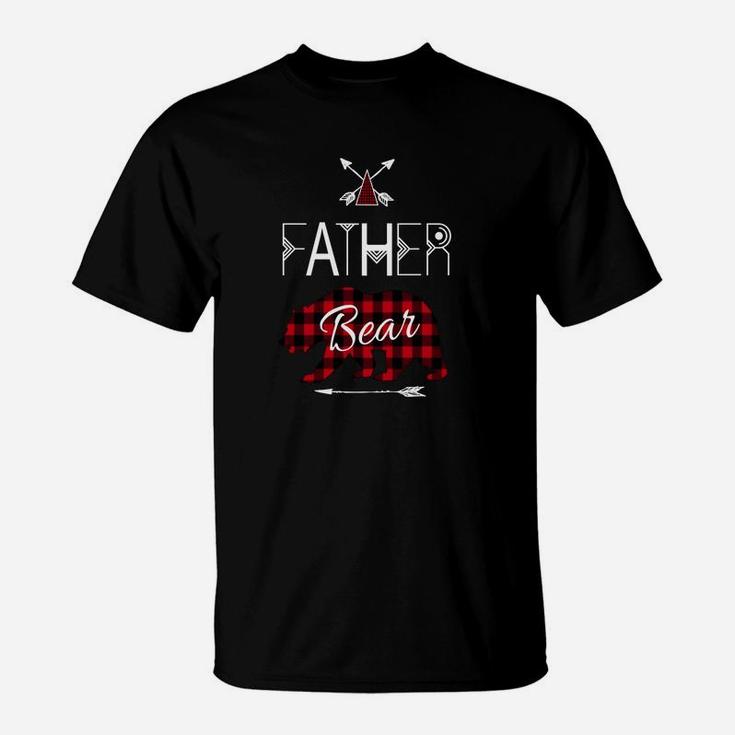 Father Bear Shirt Buffalo Plaid Family Camping Gear T-Shirt