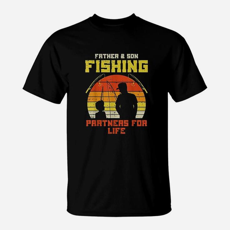 Father Son Fishing Partners For Life Retro Matching Dad T-Shirt