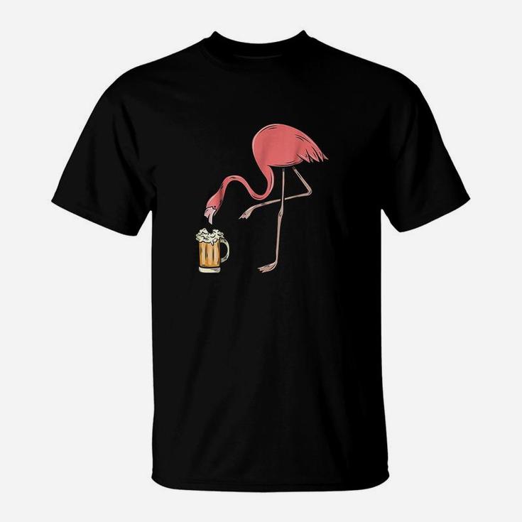 Flamingo Drinking Beer Funny Pink Flamingo T-Shirt