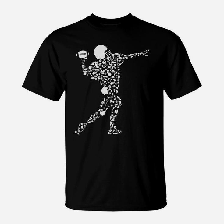 Football Player Doodle Football Elements Funny Gift T-Shirt