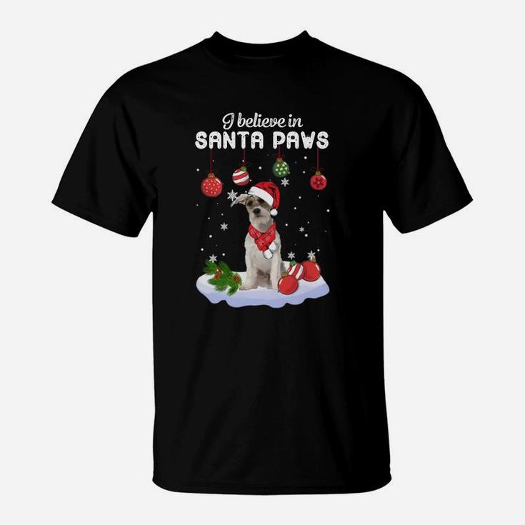 Fox Terrier I Believe In Santa Paws Christmas Shirt T-Shirt