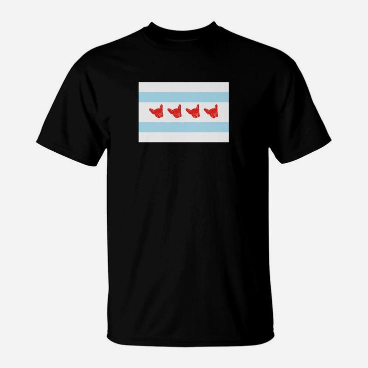 French Bulldog Chicago Flag For Men Women Kids T-Shirt
