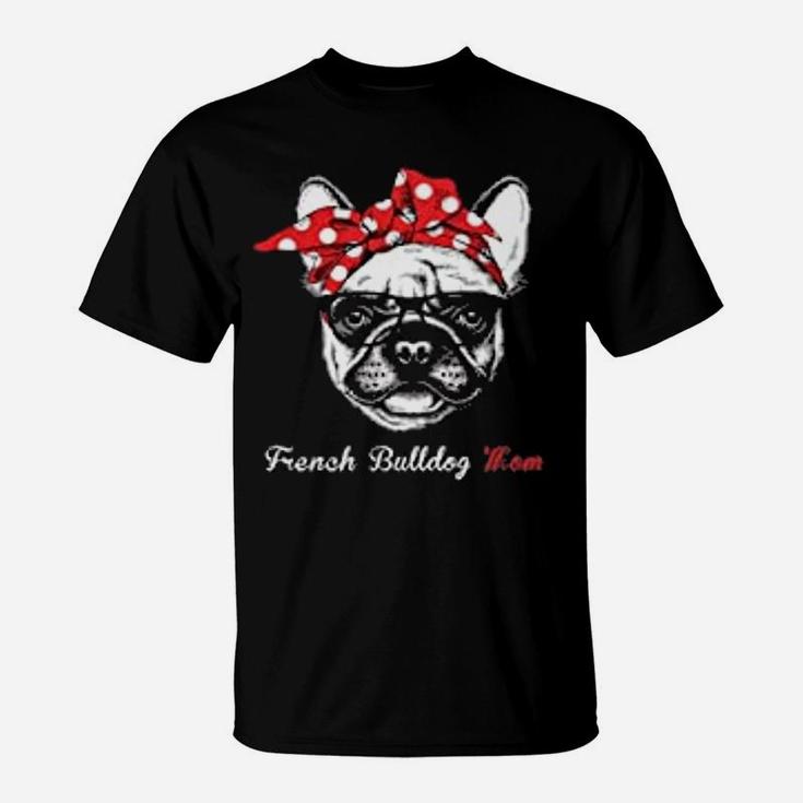 French Bulldog Mom Red Bowtie T-Shirt