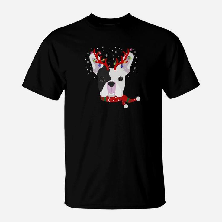 French Bulldog Reindeer Reindeer Antlers Christmas T-Shirt