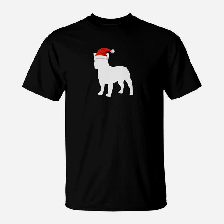 French Bulldog Santa Hat Christmas Dog T-Shirt