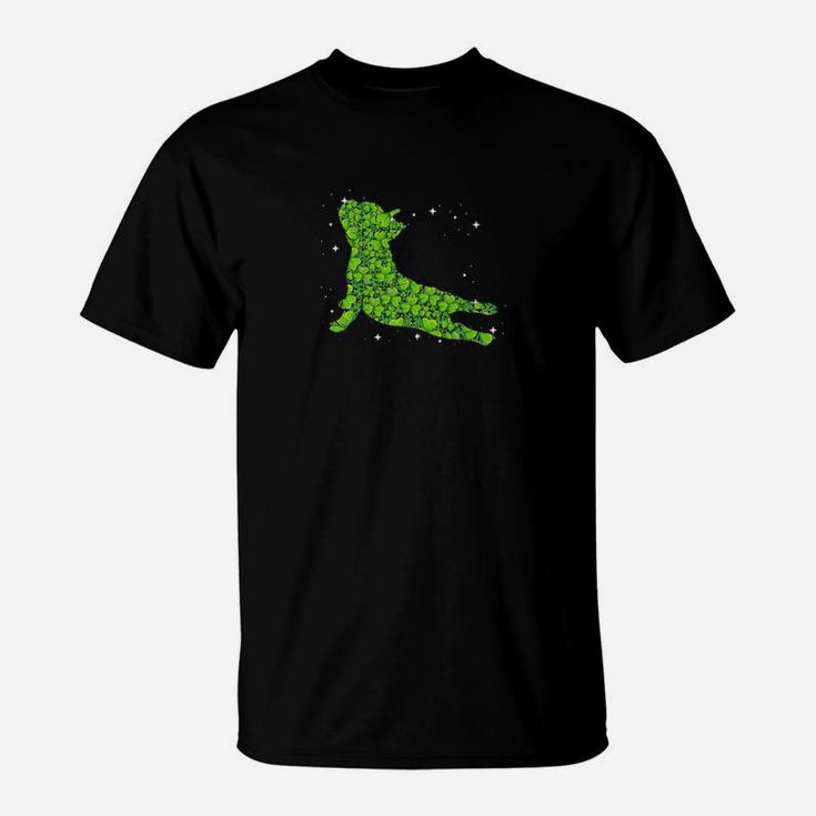 French Bulldog Yoga Shamrocks Irish Paddy Day T-Shirt