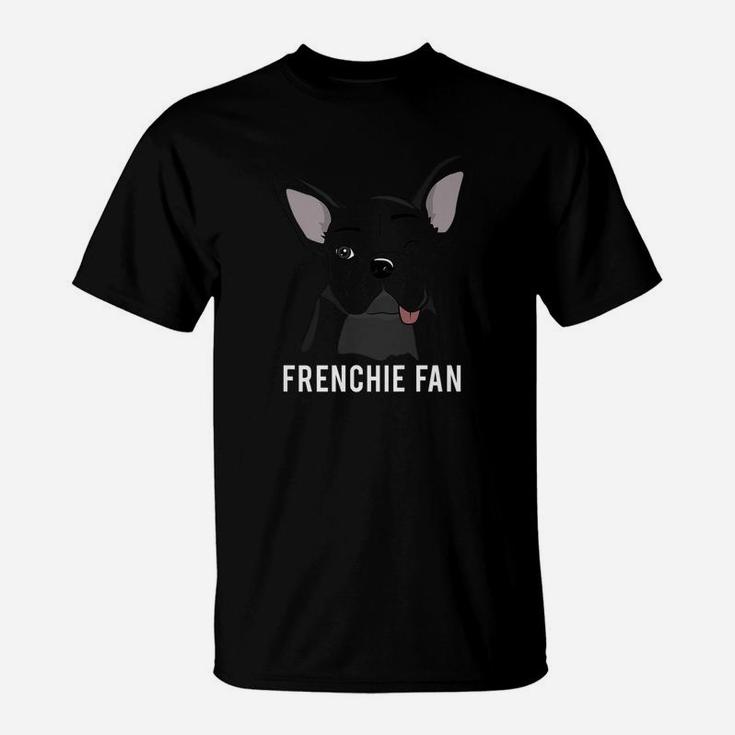 Frenchie Fan Winking French Bulldog Art T-Shirt