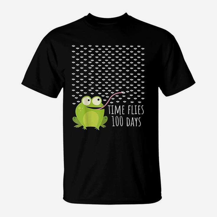 Frog Fly 100 Days Of School Teacher Boy Girl Gift T-Shirt