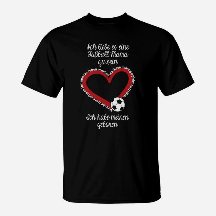 Fußball Mama T-Shirt Schwarz, Muttertag Aufdruck Hemd