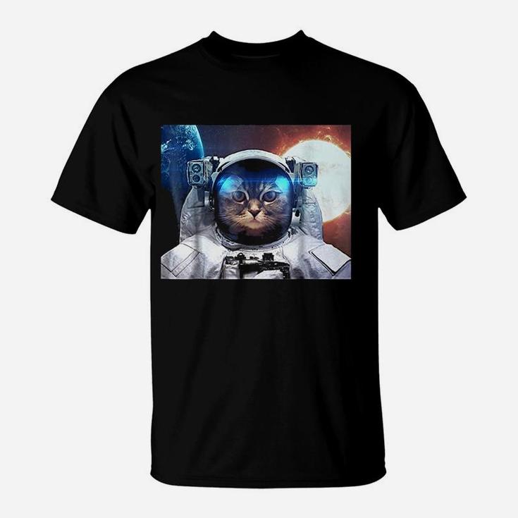 Fun Cat Laser Beam Astronaut T-Shirt