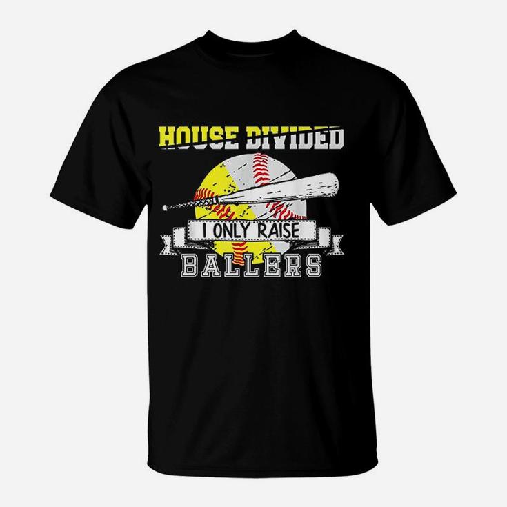 Funny Baseball Softball Divided House Ball Mom T-Shirt