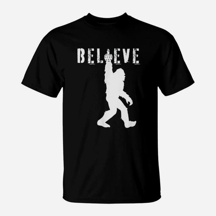 Funny Bigfoot Middle Finger For Sasquatch Believers T-Shirt