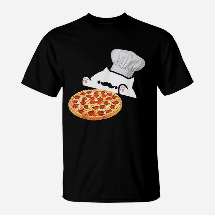 Funny Bongo Cat Pizza Chef Dank Memes T-Shirt