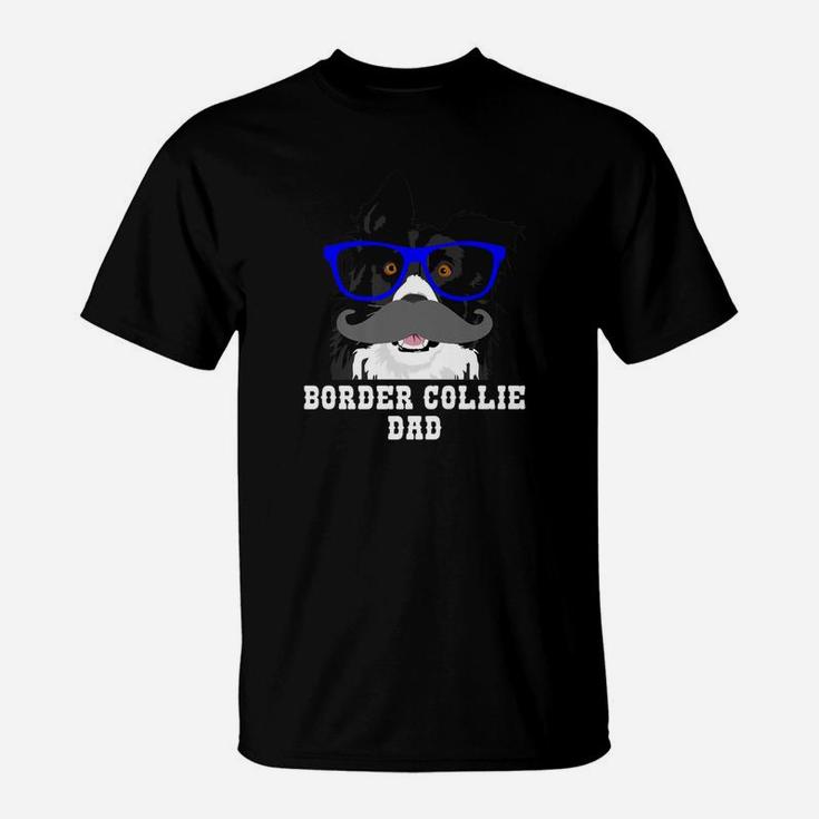 Funny Border Collie Hipster Dad Dog Lover T-Shirt