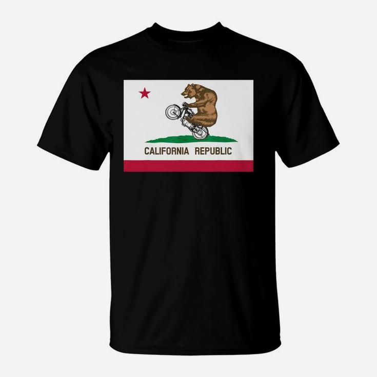 Funny California Flag Style Bear Wheelie T-shirt T-Shirt