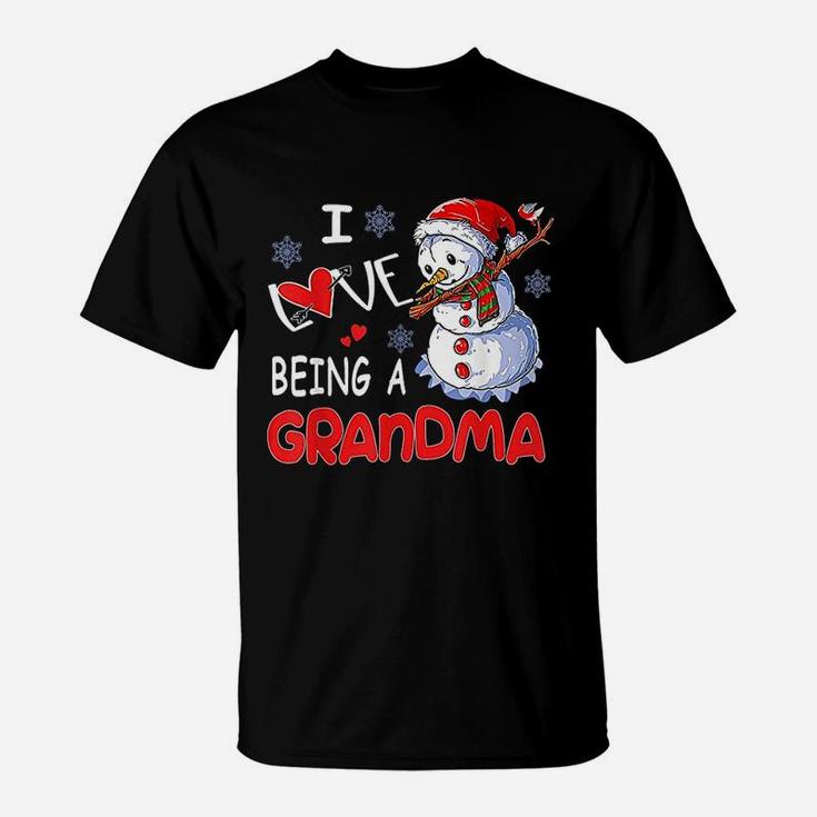 Funny Christmas I Love Being A Grandma Snowman T-Shirt