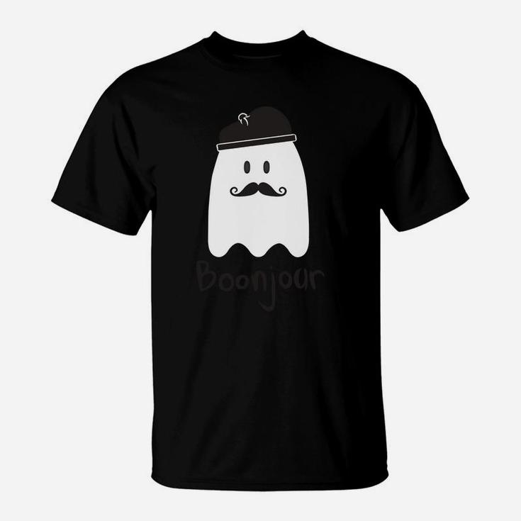 Funny French Teacher Halloween Bonjour Ghost Shirts T-Shirt