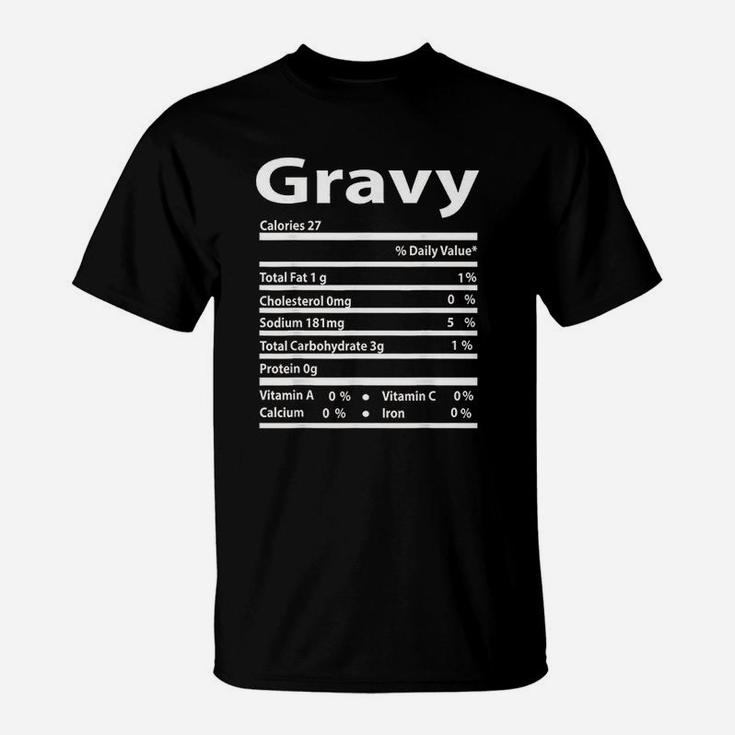 Funny Gravy Nutrition Fact Gift For Thanksgiving Christmas T-Shirt