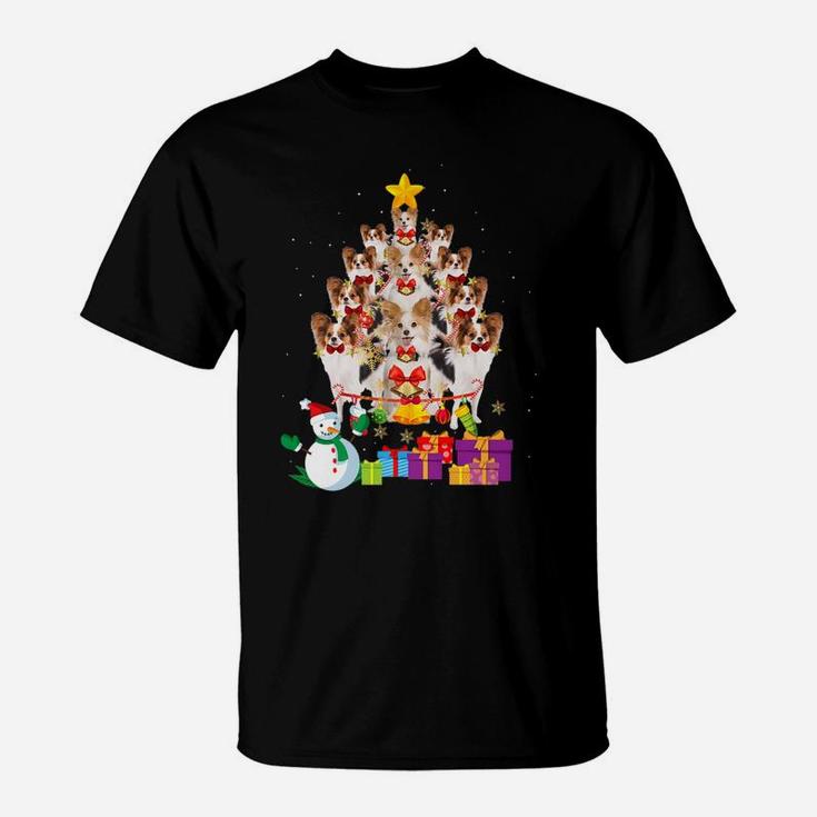 Funny Papillon Christmas Dog Tree Xmas Gift T-Shirt