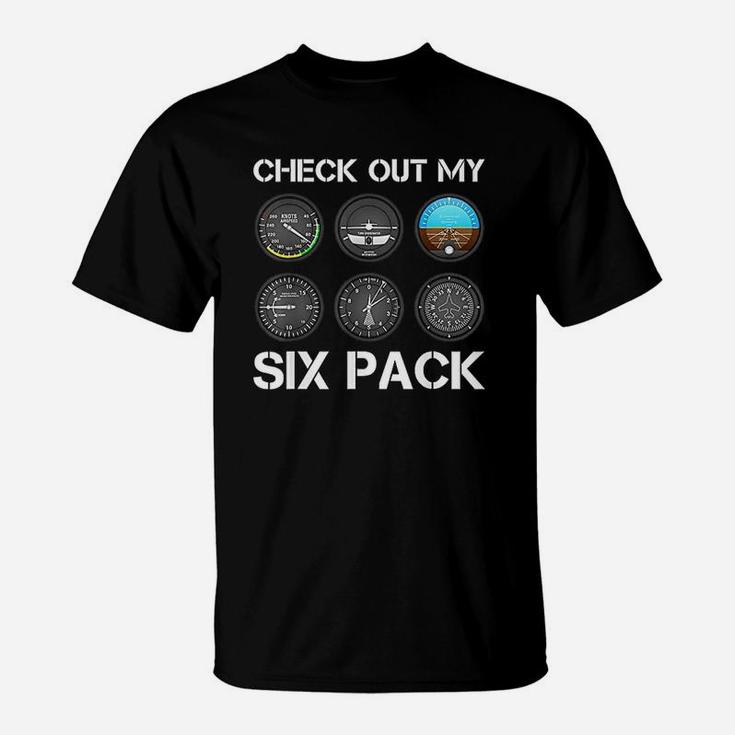 Funny Pilot Top Airplane Six Pack Flight Instruments T-Shirt