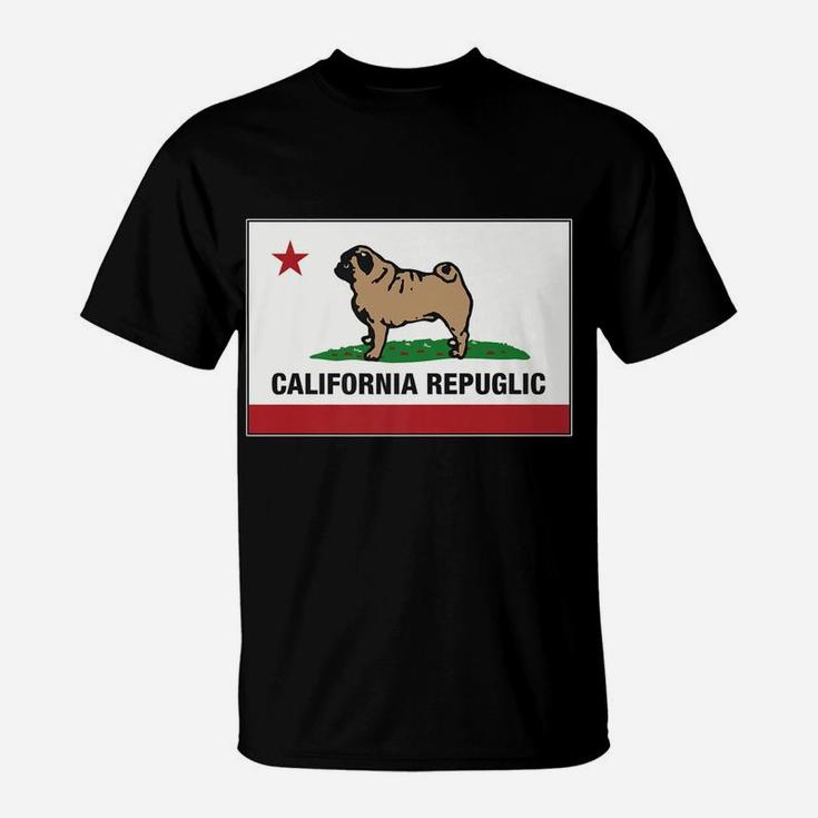 Funny Pug California Repuglic California Cali T-Shirt