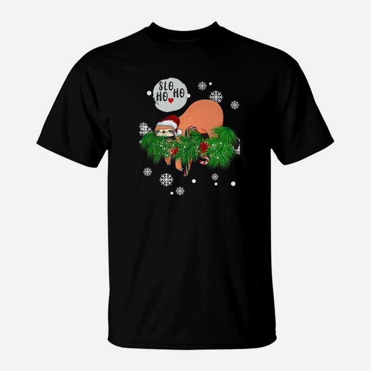 Funny Sloth Christmas Merry Slothmas Slo Ho Ho Gift T-Shirt